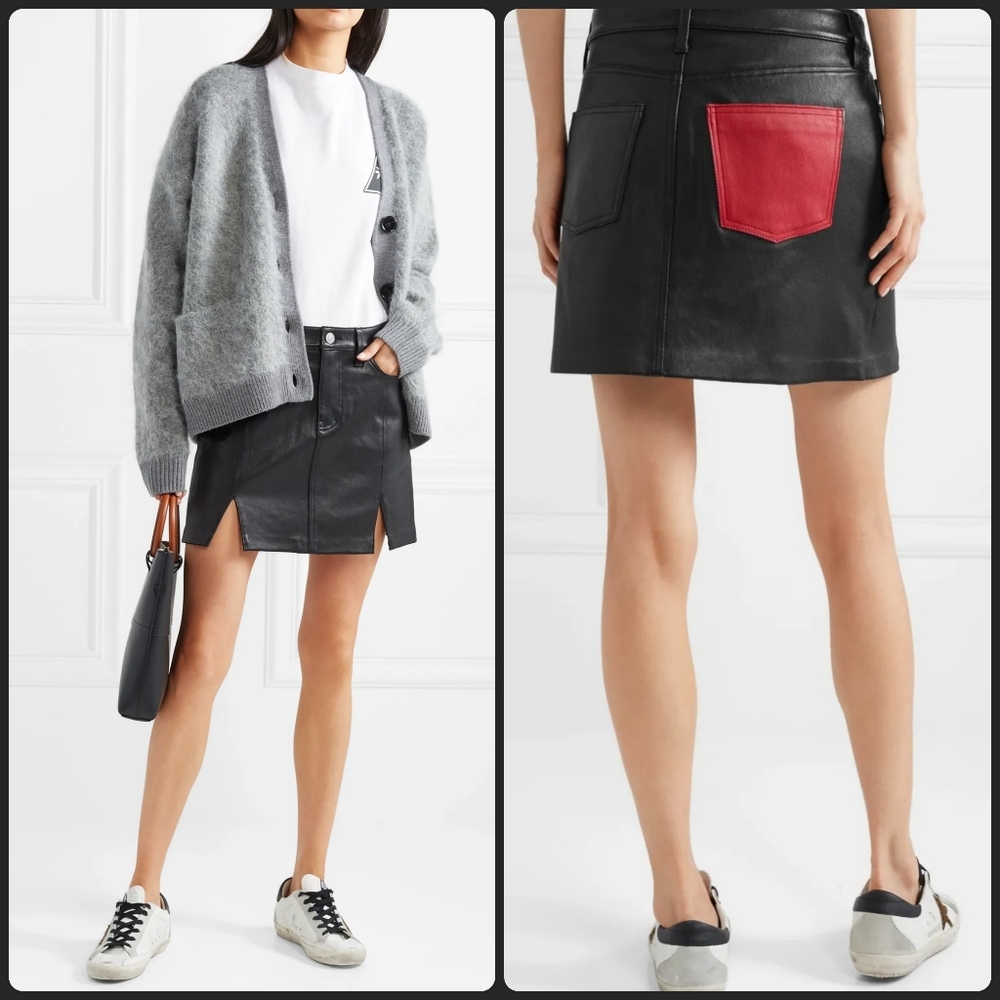 Current/Elliott Leather Contrast Skirt 28